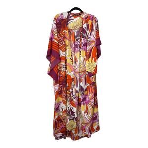 Attitudes by Renee QVC Swim cover Duster Tropical Orange Pink Palm 3X Resortwear